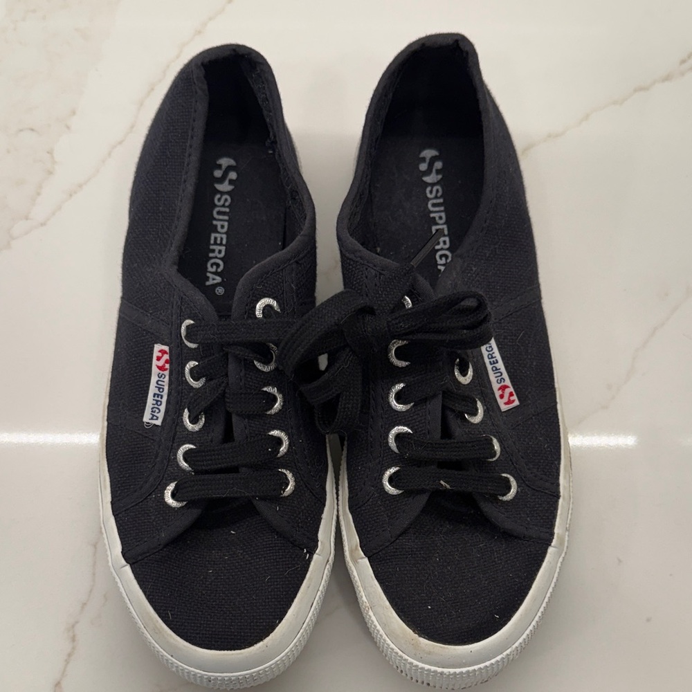 Superga Dark Navy Canvas Lace-Up Sneakers